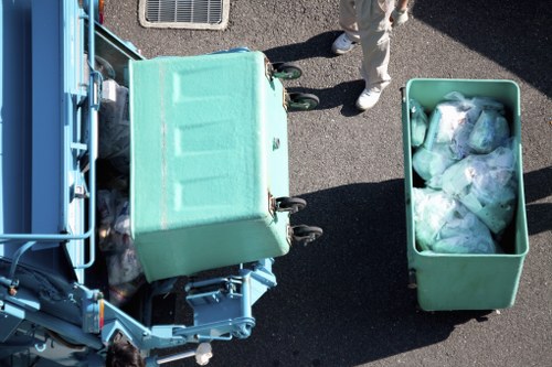 Professional team conducting garage clearance