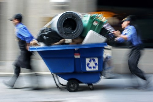 Professional waste removal team managing construction debris